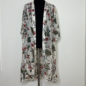 NOBLE U Floral Open Sheer Kimono S